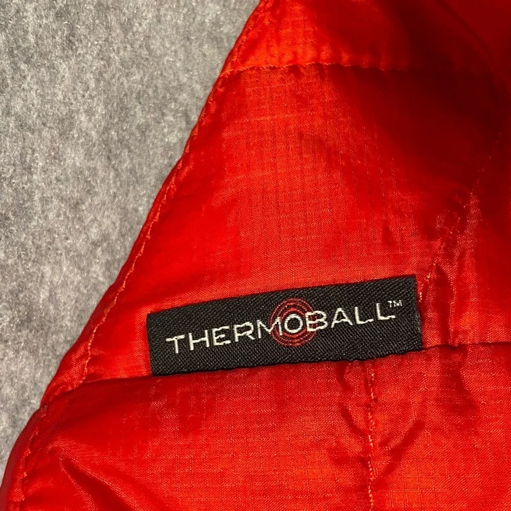 The North Face Mens Thermoball Eco Jacket Red Quilted Puffer Full Zip Large L